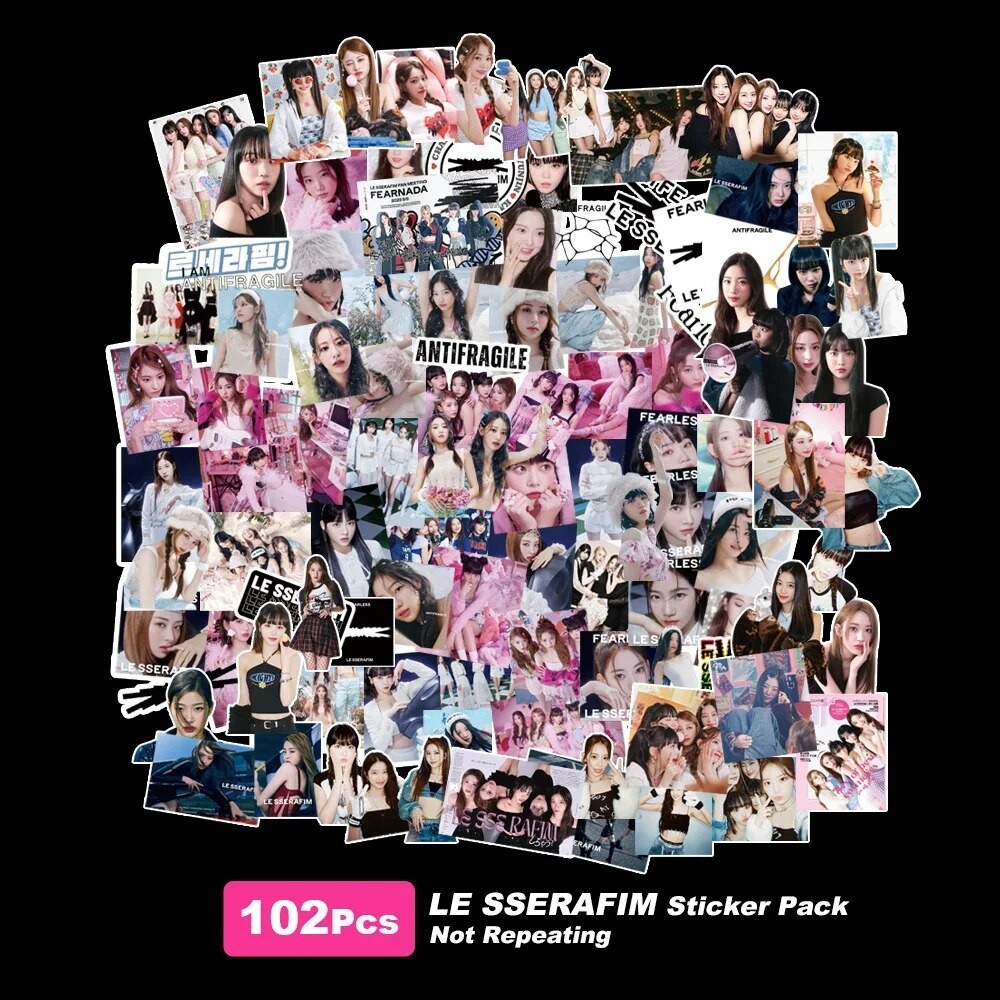 

102pcs Kpop LE SSERAFIM Stickers New Album Photos Sticker FEARLESS Photocards Lomo Cards Sticker Phone Case Label Decors
