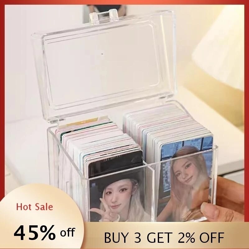 

Kpop Photocard Box Transparent Idol Photo Card Case 3 inch Card Storage Organizer Plastic Storage Box School Stationery 수납케이스