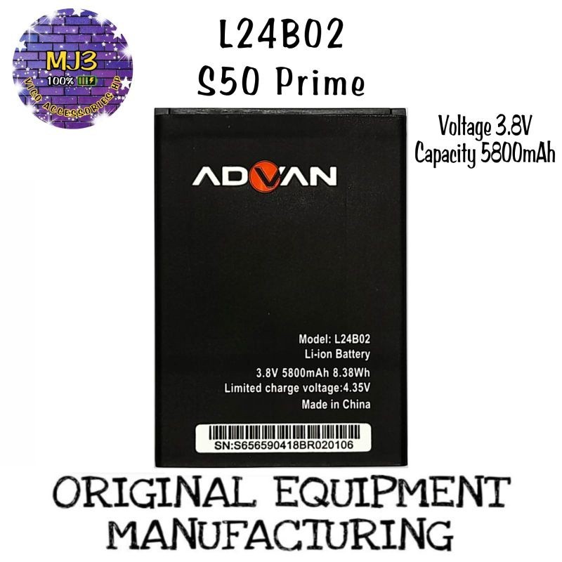 Baterai Advan ORIGINAL L24B02 / S50 PRIME / L24U02 / L24T02 battery batre bat