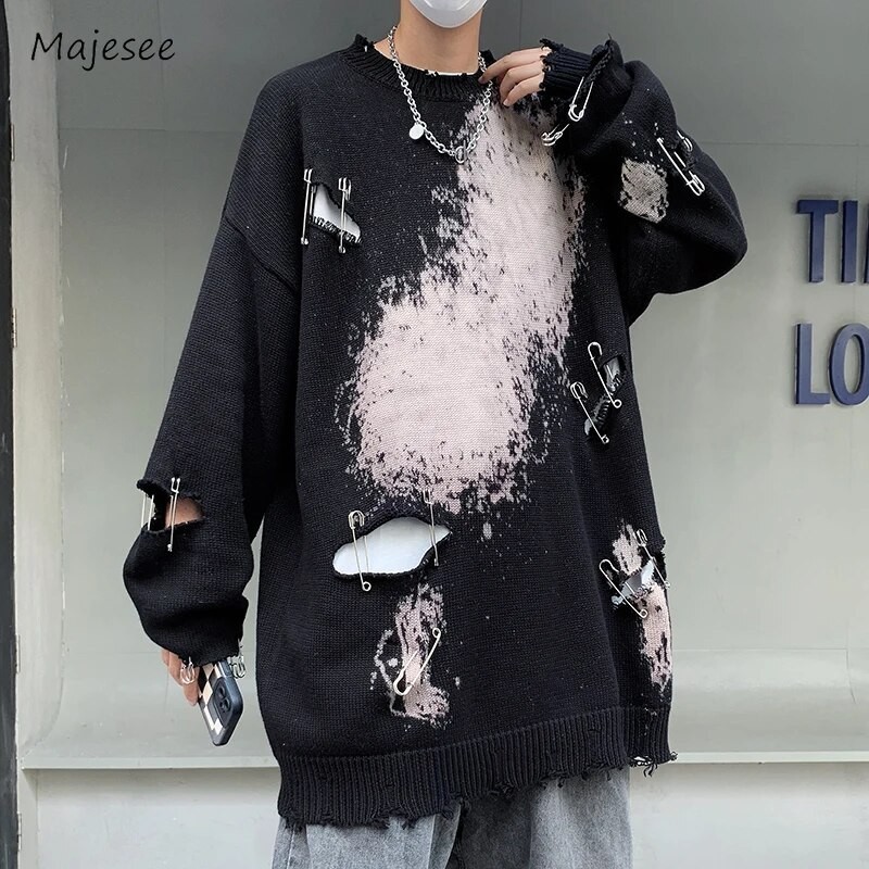 Sweater pria Hip Hop  ok, baju sweater jalanan tinggi, Hip Hop Chic lengan panjang  lubang  santai  