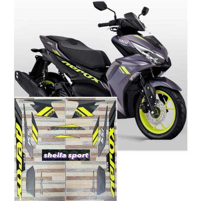 Striping aerox stiker Yamaha aerox vva 155 connected abu abu grey hijau tahun 2021 kualitas bagus