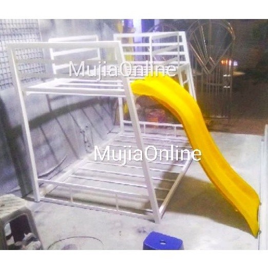 Costum ranjang besi tingkat dua berikut perosotan susun 2 costum murah