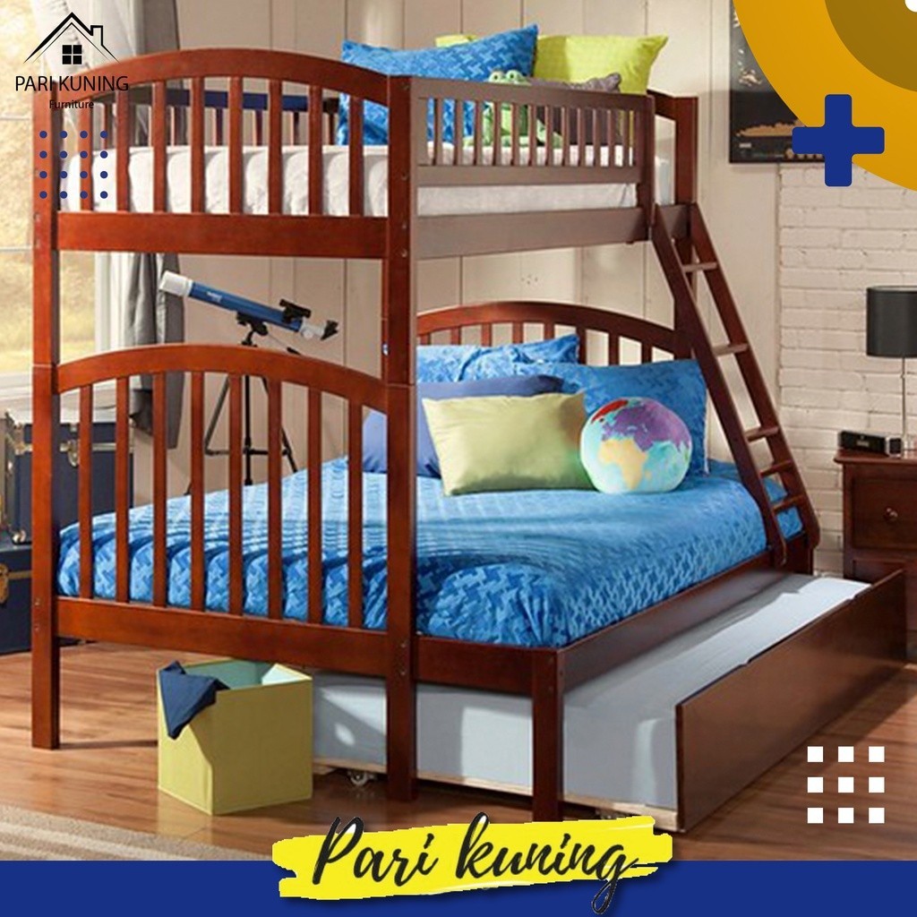 Ranjang Tingkat dengan sorong / dipan / tempat tidur 90x120x200
