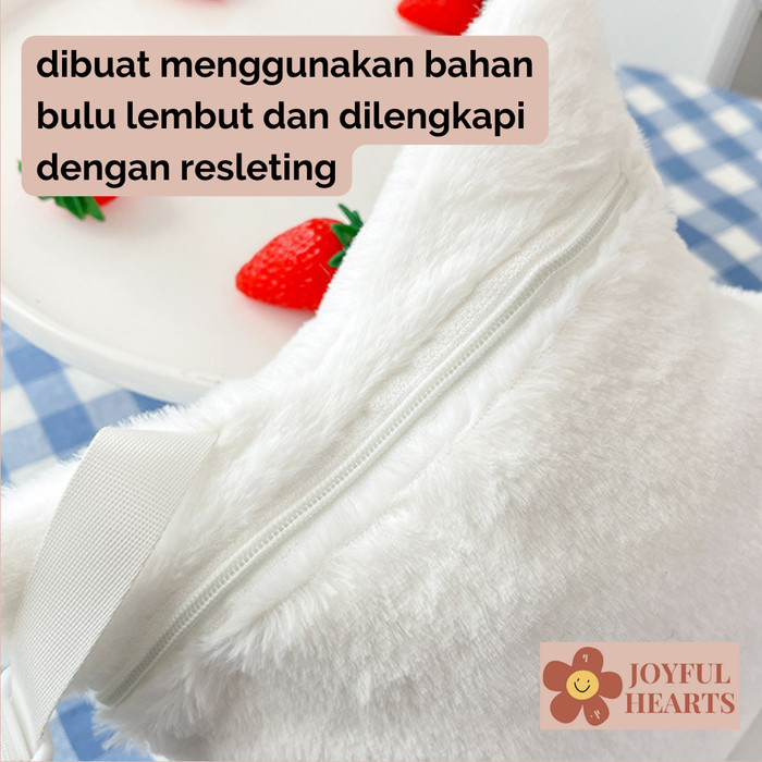 Tas Selempang Bulu Fluffy Anak Perempuan Motif Sanrio Korea Slingbag - Melody