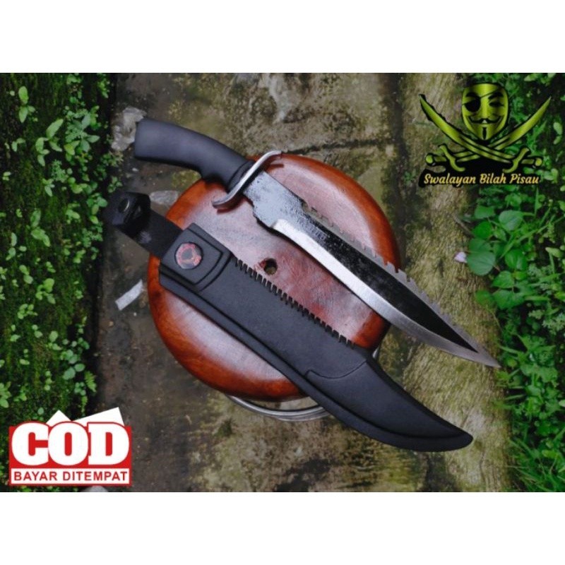 PISAU RAMBO ORIGINAL BAJA / Pissau Rambo Hitam / Keniv Rambo Black Survival