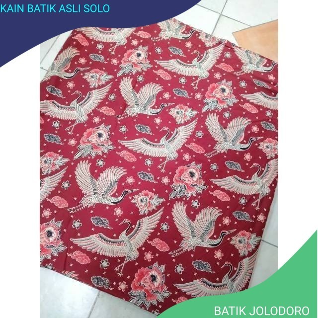 Kain Batik solo motif Bango mabur warna merah