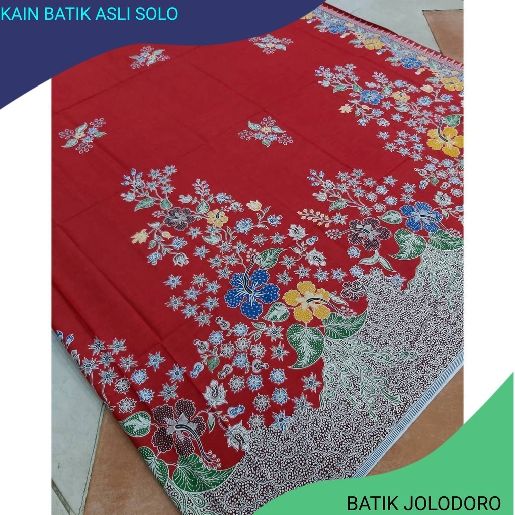 Kain Batik SOLO motif kembang setaman warna merah