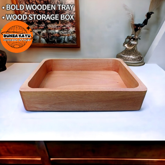 Nampan kayu kotak besar baki tray kotak penyimpanan serbaguna kayu