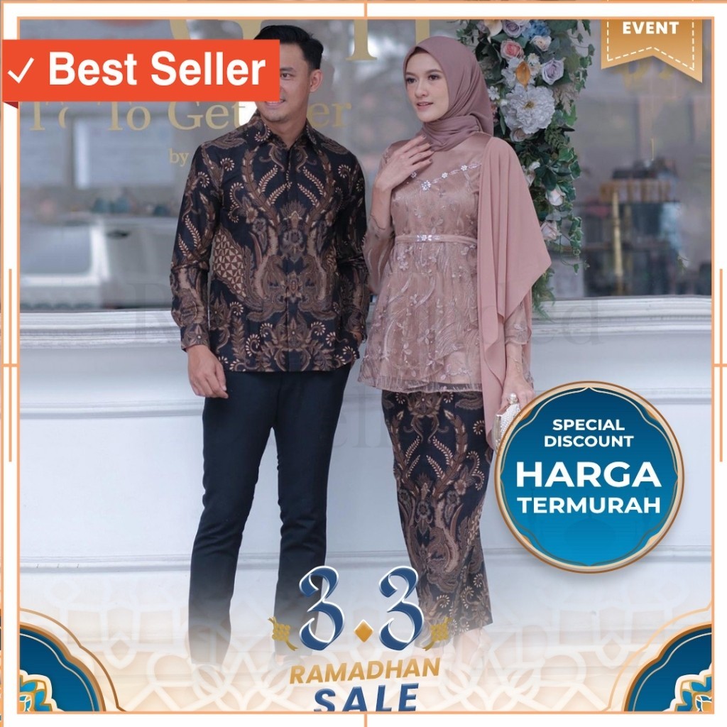 Baju COuple Idul Fitri Murah / BATIK COUPLE TERMURAH - Batik Couple Lebaran Zahira Kebaya Modern Sar