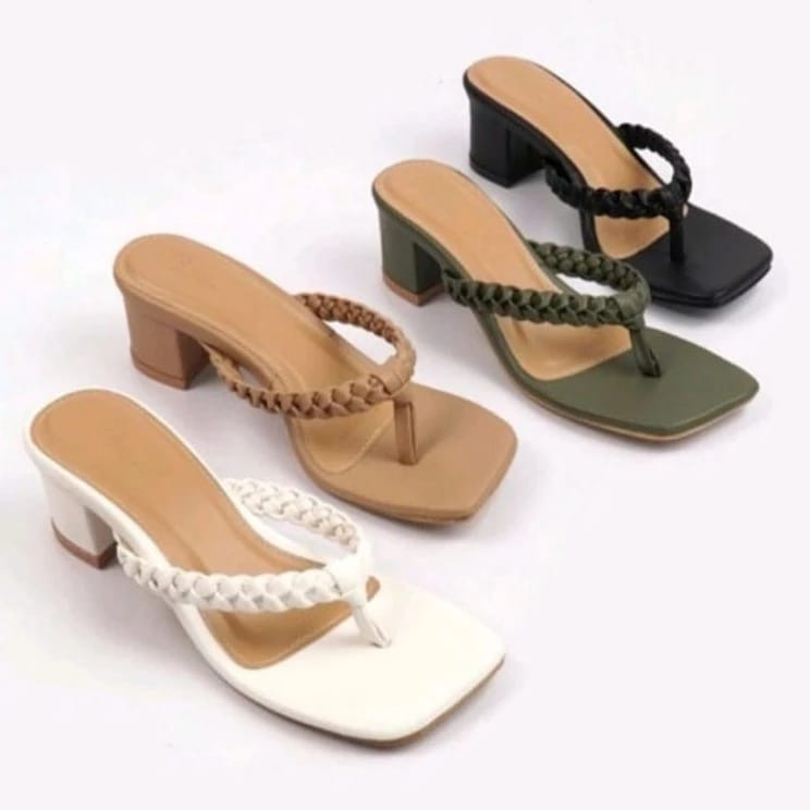 Sandal Heels Wanita Hak 5 Cm kekinian / Sandal wanita Jepit Kepang  kekinian
