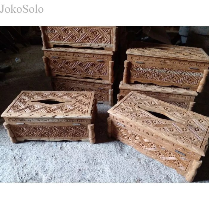 

kotak tisu kayu jati ukir - Non Finishing murah