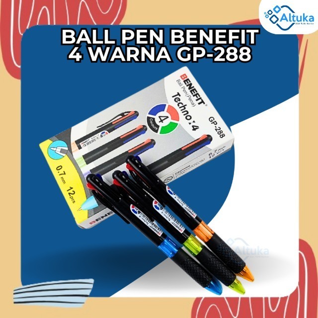 

(1 Pcs) Ball Pen BENEFIT GP-288 0.7mm 4 Warna