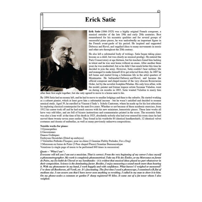 

Erik Satie (1866-1925) - Sheet music from www.pianostreet.com