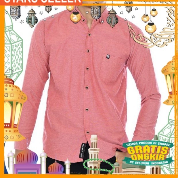 NUMAKENA - Kemeja Pria Panjang/ Pink Dusty Fanta Merah muda