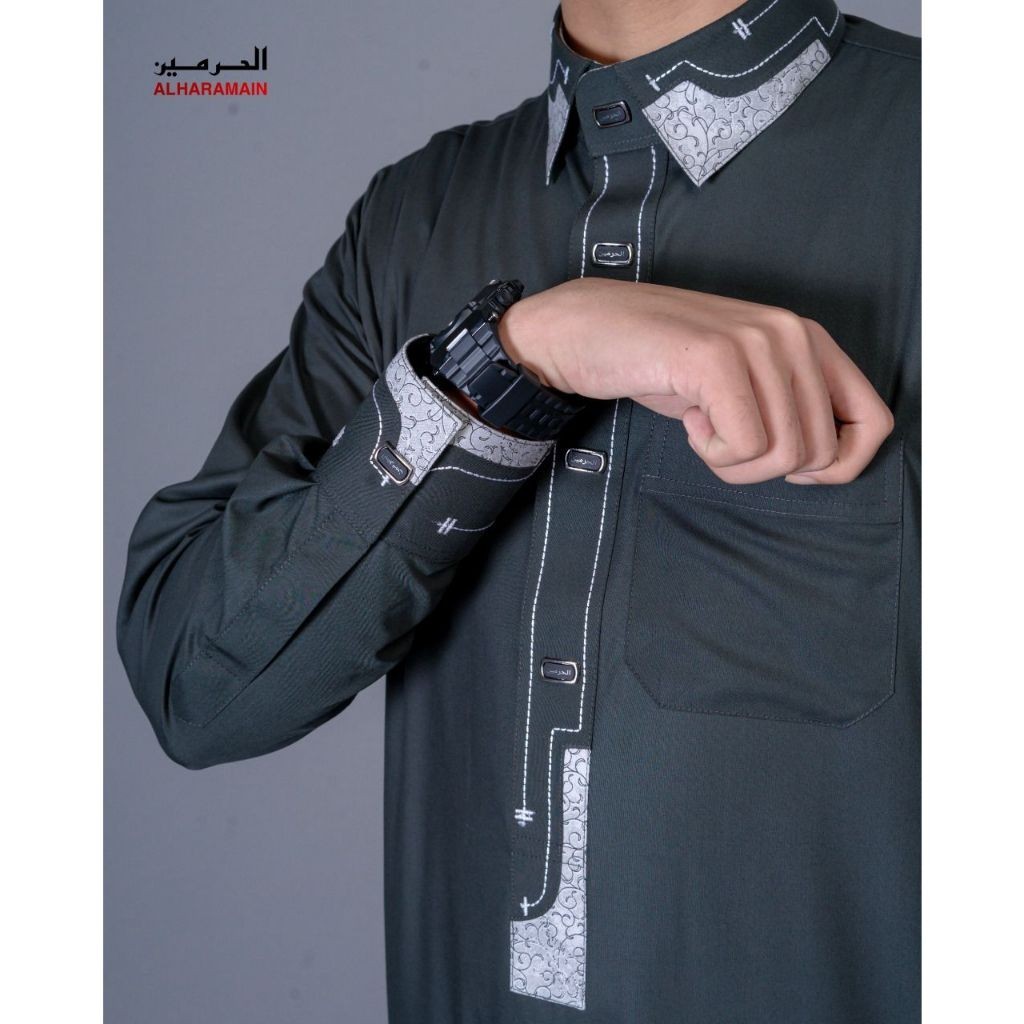 AL Haramain Jubah / Gamis Pria remaja Premium Kombinasi (01) | Hijau Botol terbaru