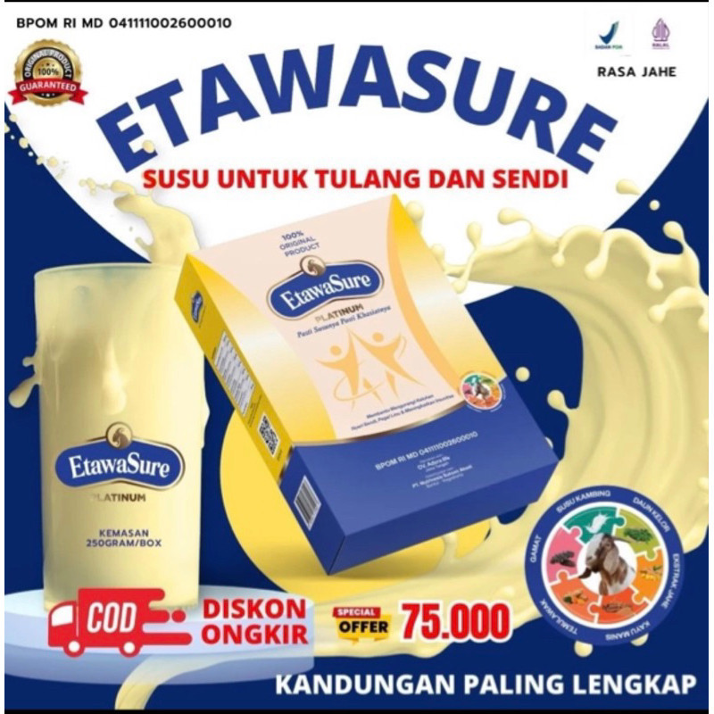 

ETAWASURE - Susu kambing untuk tulang dan sendi . @250g