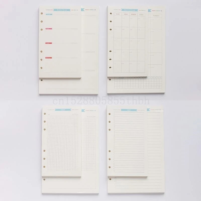 

6 Holes Spiral Planner Refill Inner Paper Diary Weekly Monthly Plan To do List Colorful Pattern Page for A6 Loose Leaf Notebook