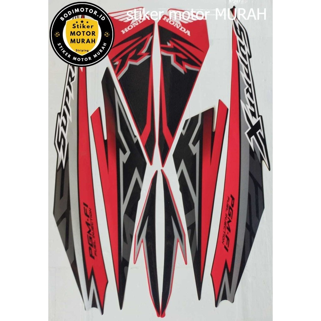 Striping Honda Supra x 125 fi 2018 merah hitam stiker Lis body motor termurah terbaik/striping supra