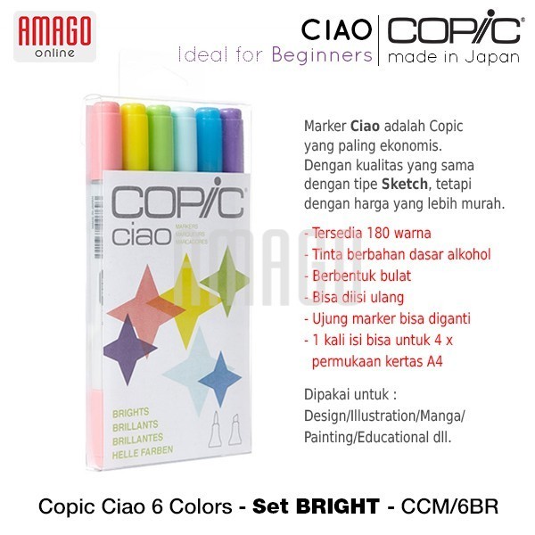 

COPIC Ciao - 6 Color Set Bright - CCM/6BR