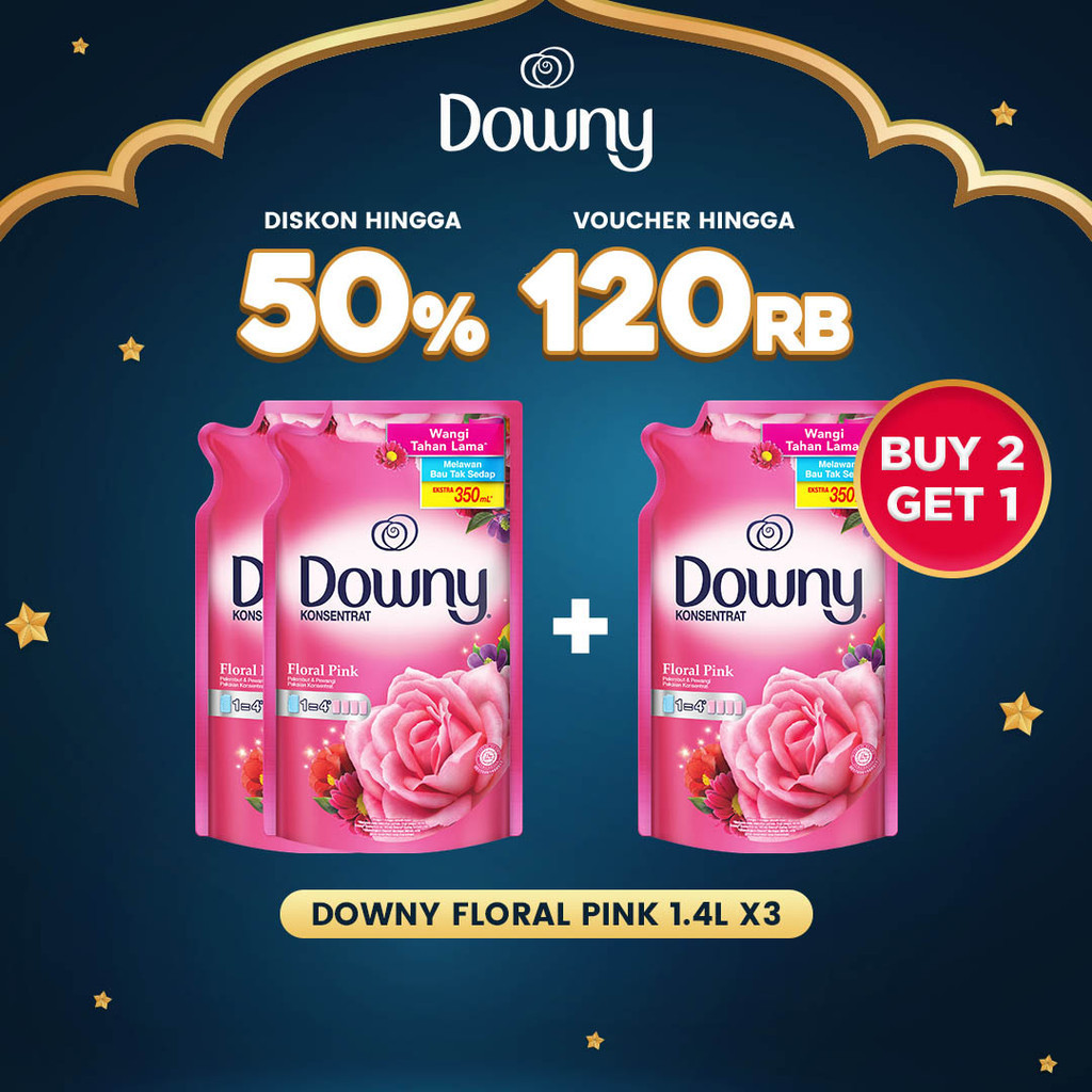 	 Downy Floral Pink Pewangi dan Softener 1.4l - Isi 3	
