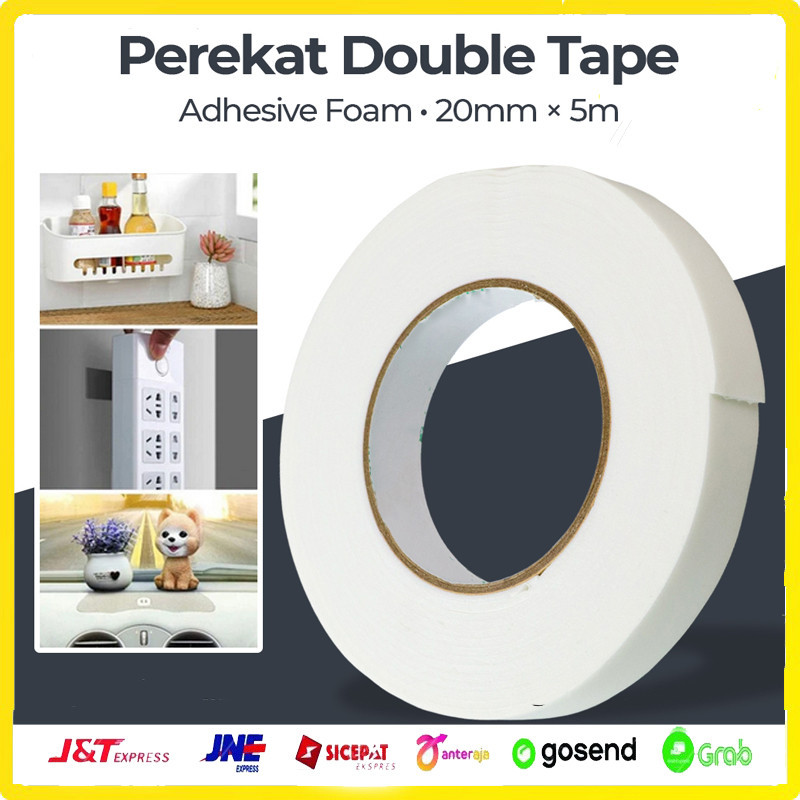 

Perekat Double Tape Adhesive No Trace Sticker 20mmx5m Lem Kertas Pelengket Lakban Double Tip Lem Pita
