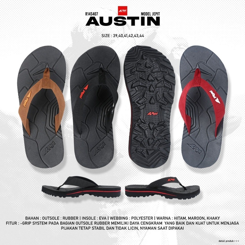 Sandal Rei Austin Sandal Jepit Pria Anti Selip Arei Outdoorgear