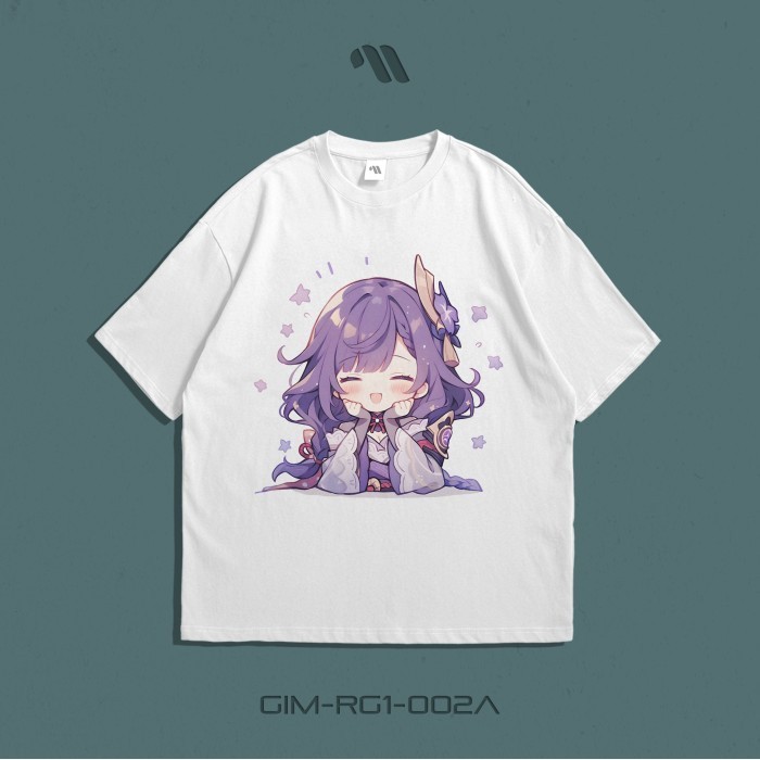 Tshirt kaos Genshin Impact Raiden Shogun Ei baju atasan pria dan wanita lengan pendek gamers mihoyo 