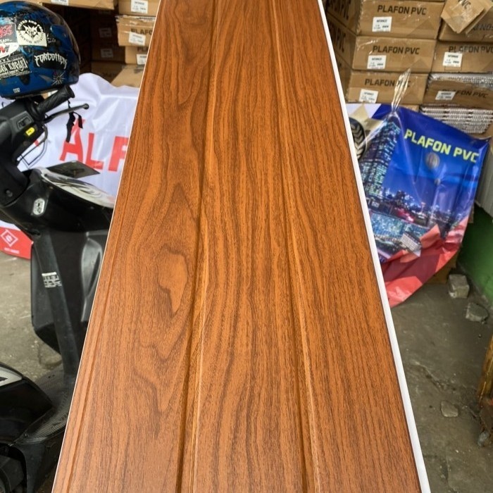 Plafon PVC Motif serat kayu coklat tua Doff 30002