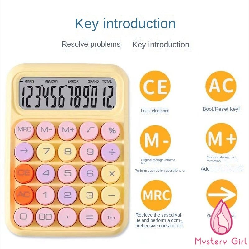 

Kawaii Korea Dopamin Kalkulator Warna 12digis Display Besar Keyboard Dot Mekanik Tombol Besar Alat Tulis Sekolah&Kantor Kalkulator Elektronik Warna