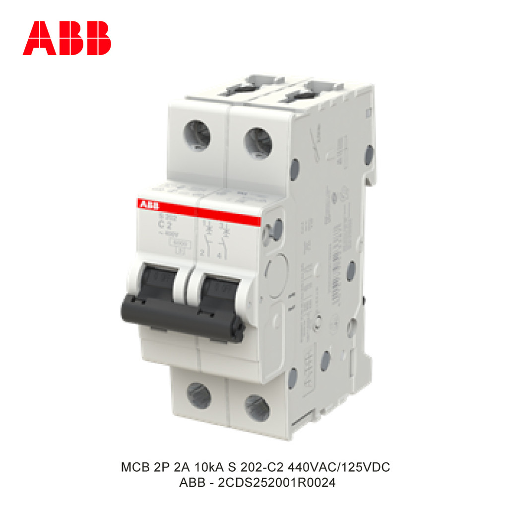 MCB ABB 2P 2A 6KA S202 2P 2A 2CDS252001R0024 SNI ABB ORIGINAL