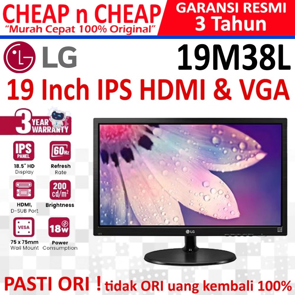 LG 19M38L IPS VGA HDMI 19M38A 19M38H 19M38L - Monitor LED 19 Inch