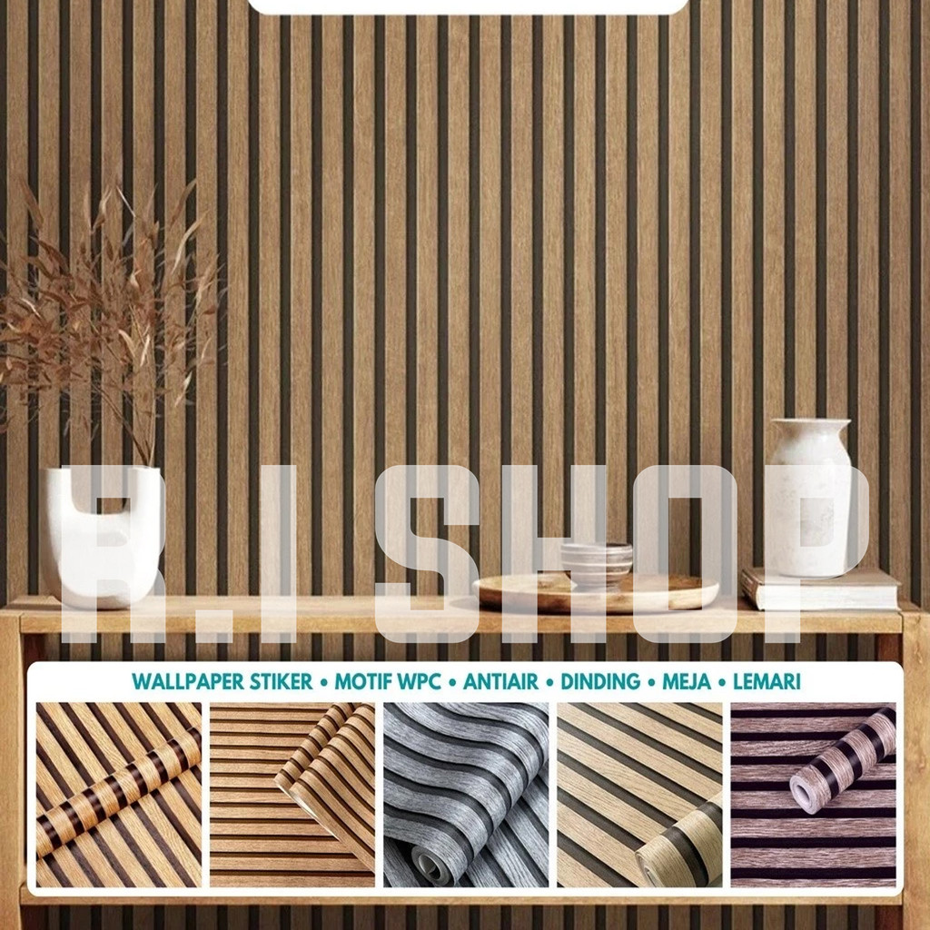 Wallpaper Stiker Dinding Motif WPC Wood Panel Composite 3D Sticker Walpaper COD High Quality Embos D