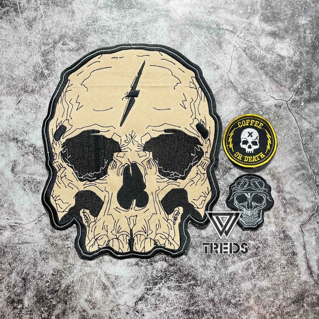 Bordir PATCH BORDIR BESAR PUNGGUNG SATU SET EMBLEM TENGKORAK AKSESORIS