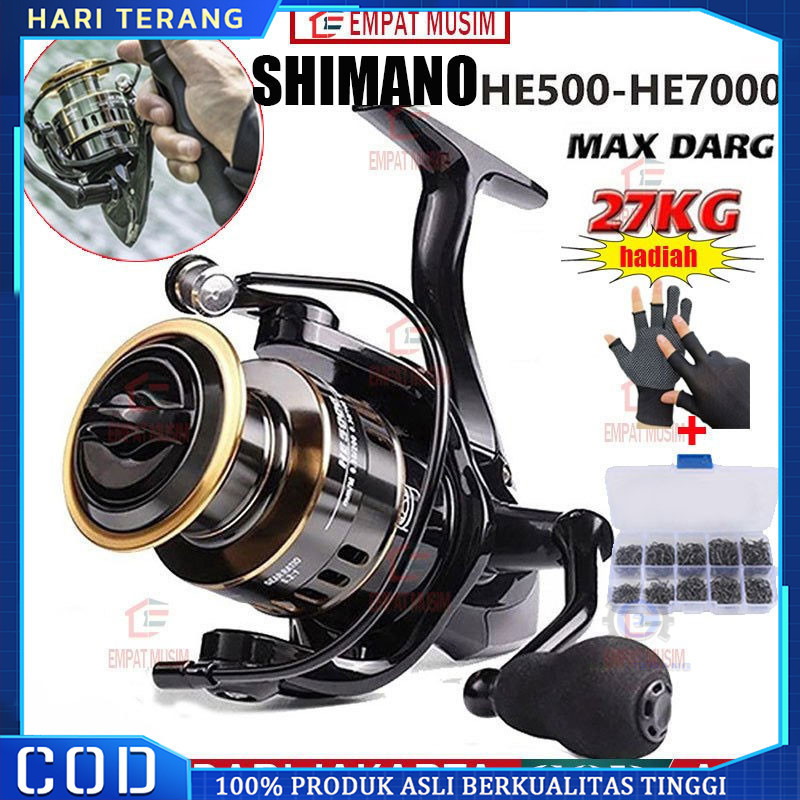 Reel Pancing Asli Besi Fishing Reel 30kg SHIMANO HE500 - 7000 / Reel Pancing Murah Kuat Power Handle