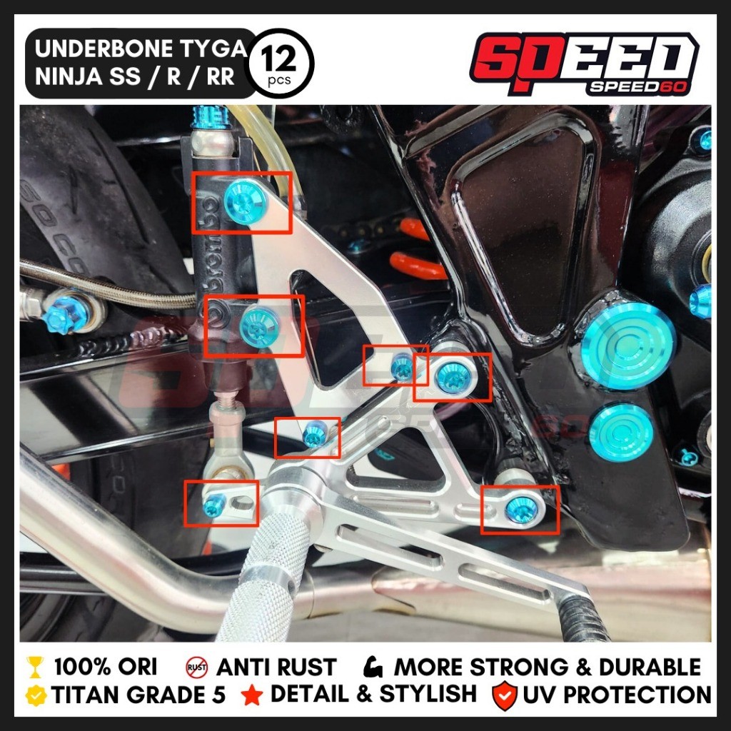 Baut Cover Underbone TYGA Kawasaki Ninja S SS R RR Baut Titanium Grade 5 Probolt Thailand King Nut N