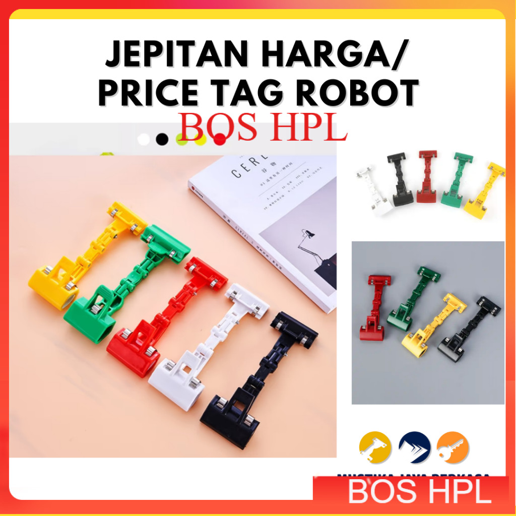 

Jepitan Penjepit Harga ROBOT Price Tag Display Katalog Produk Merah Putih Kuning Hijau Biru Pink