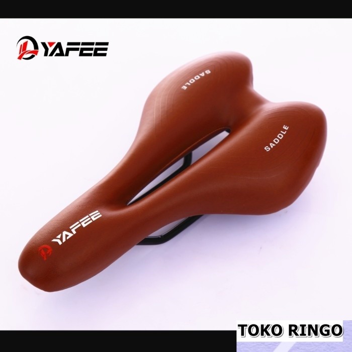 Sadel sepeda YAFEE empuk GEL mtb fixie lipat cokelat saddle coklat vintage retro gell jok tempat dud