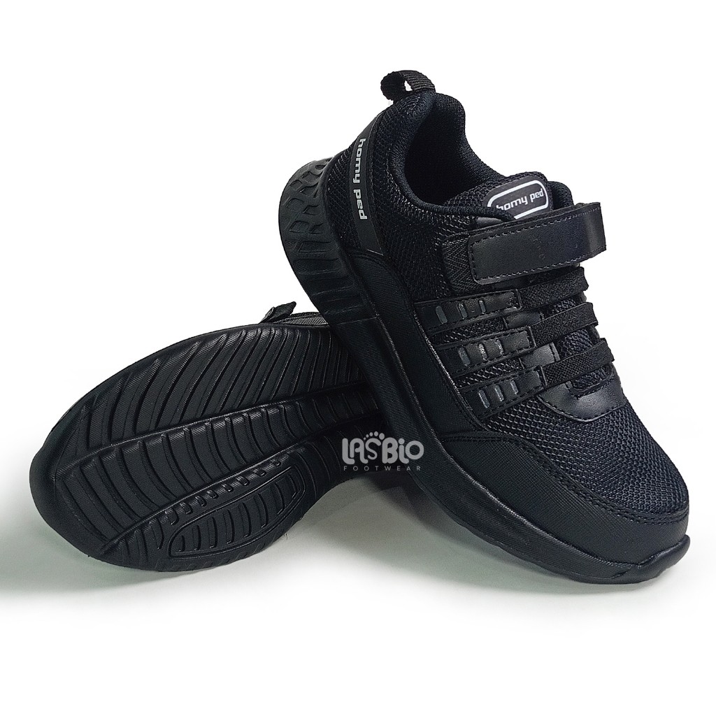 Grosir Homyped Sepatu Sekolah Sneakers Cowok Cewek Hitam Polos Velcro Magnet Tali 31-38