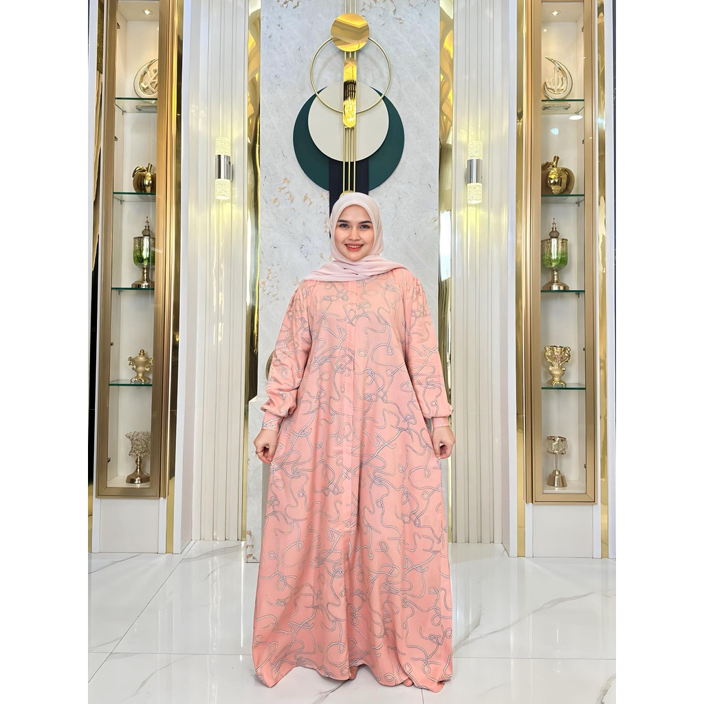 Gamis Plaket bahan rayon premium mewah elegan nyaman busui Lebaran Syari Dress Wanita Muslim Menyusu