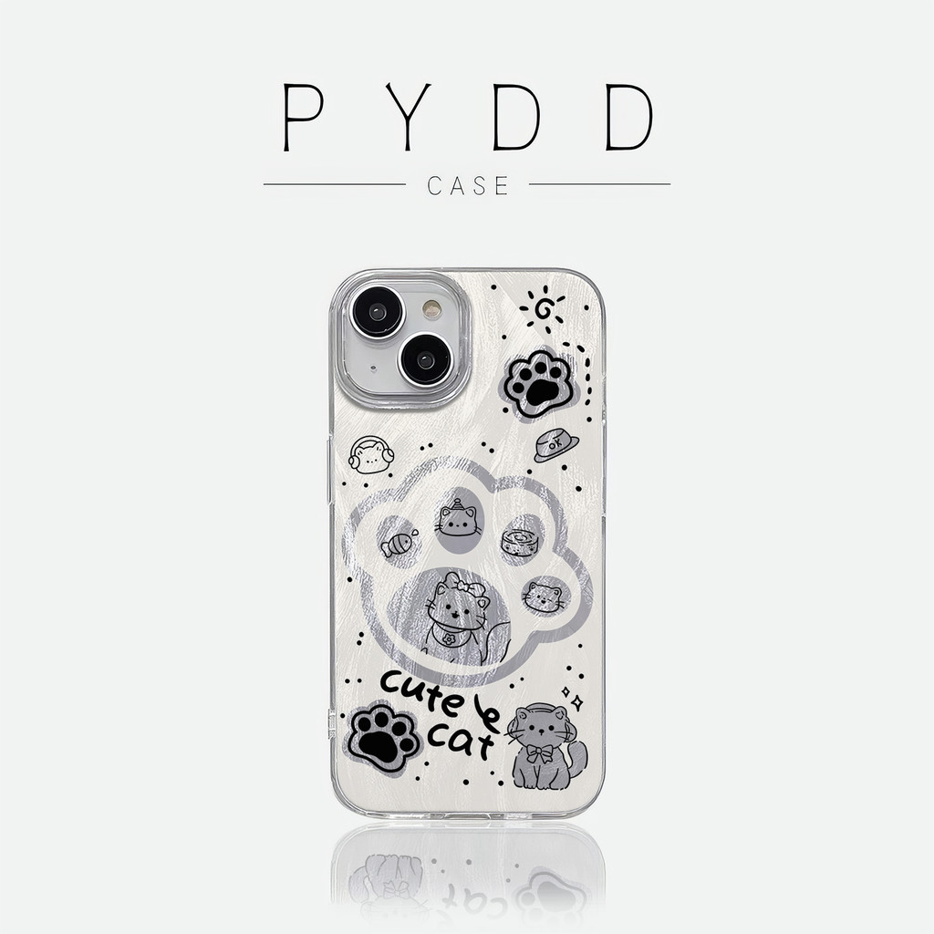 PYDD CASE Perak IMD hard case premium estetik aesthetic Kucing kecil di dalam bingkai bekas jejak ca