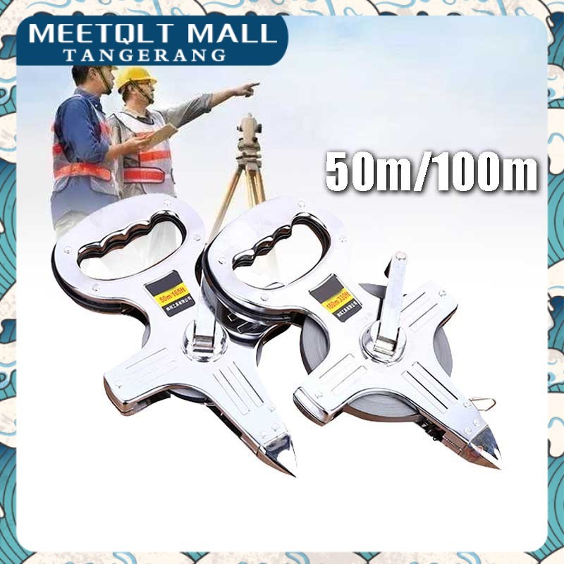 Stainless Steel Meteran Tancap Tanah Panjang 100 meter / 50 meter Meteran Roll Plat