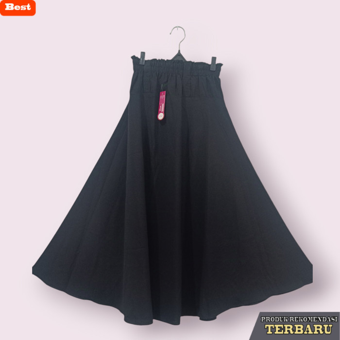rok wanita kekinian Rok Payung Panjang polos/Rok Payung Wanita - Hitam