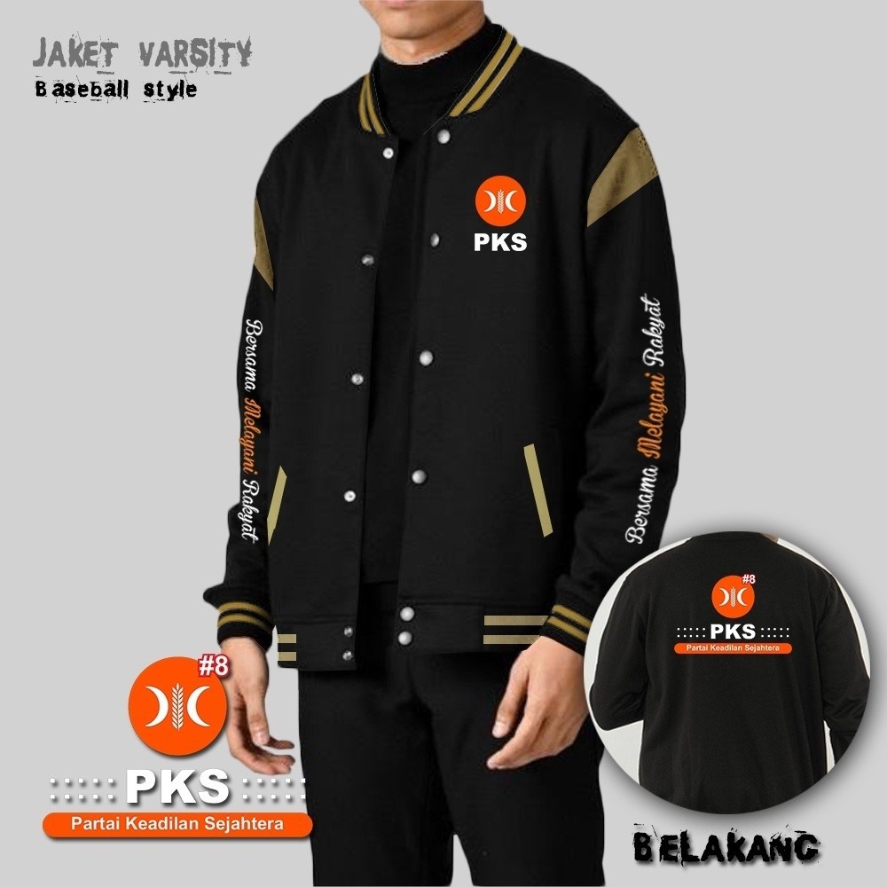 JAKET BASEBALL PARTAI PKS PEMILU 2024 TERBARU / JAKET BASEBALL SERAGAM / JAKET CUSTOM SABLON  JAKET 