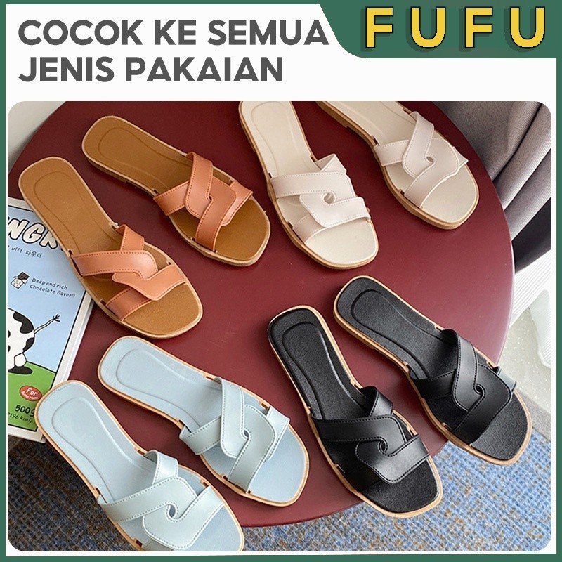 LIMITED` FLASH SALE FUFU SENDAL SLOP/SANDAL RUMAH / SANDAL WEDGES BARU /SANDAL WANITA /FASHION KOREA