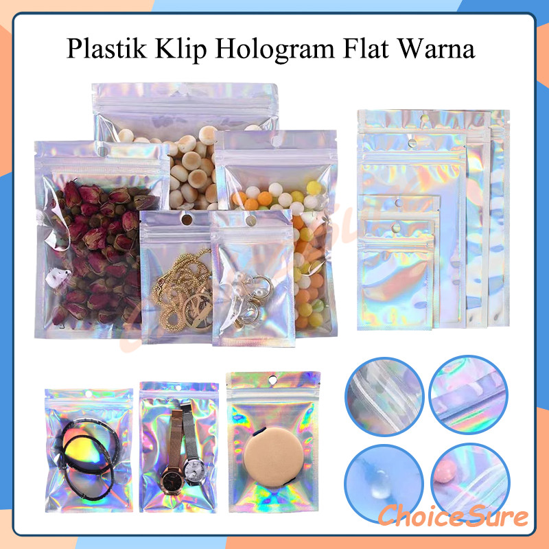 

Plastik Klip Hologram Flat Warna / Platik Klip Kemasan Aksesoris / Plastik Klip Kemasan Hologram