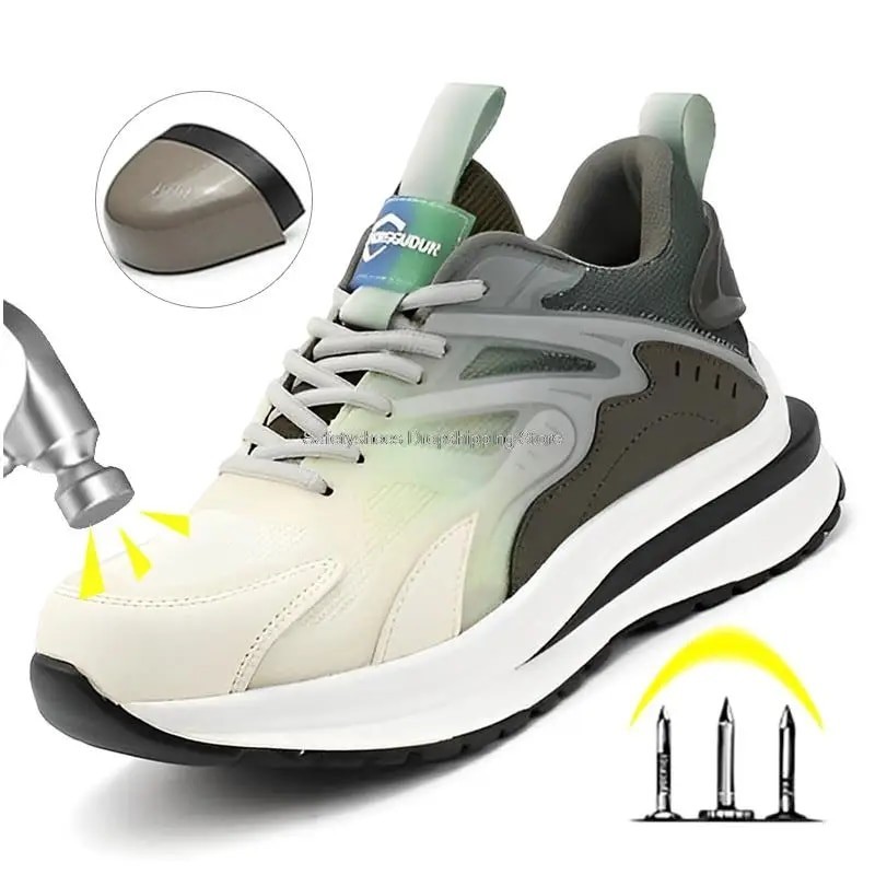 Fashion Safety Shoes Men For Work Safety Boots Women Safety Shoes Kevlar Anti-Stab Safety Work Shoes