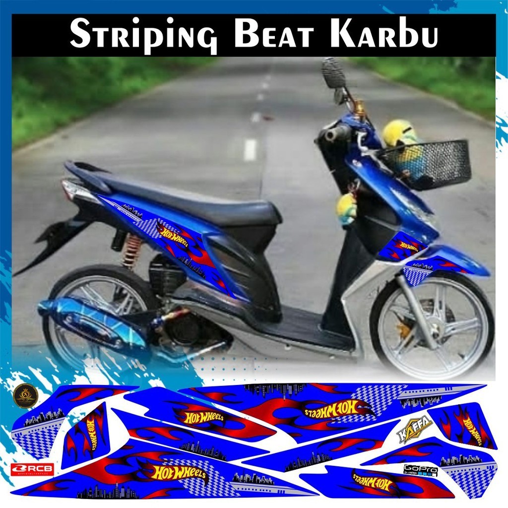 COD/ Sticker Striping Variasi Beat Karbu List Motif Beat Lama /Old Custom List Biru POLET
