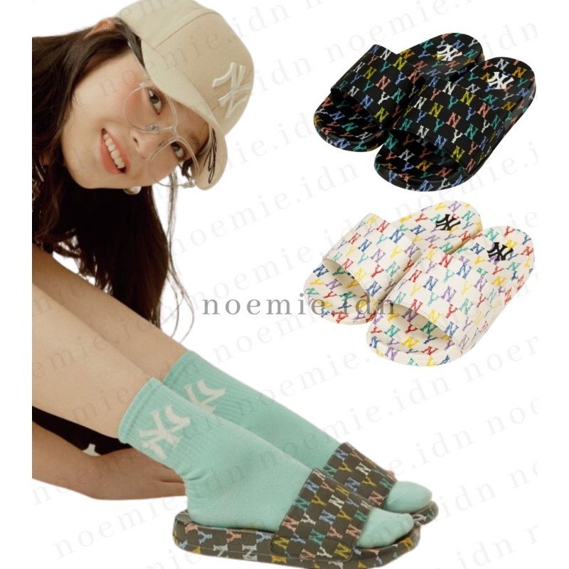 MLB monogram mound rainbow slipper