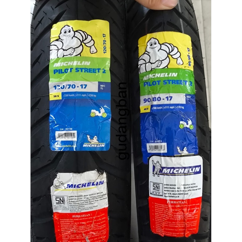 ( PAKET 2 BAN R17 ) PS2  90 80 17 & 120 70 17 Pilot Street 2 Michelin Verza Sport CB 150 Tubeless