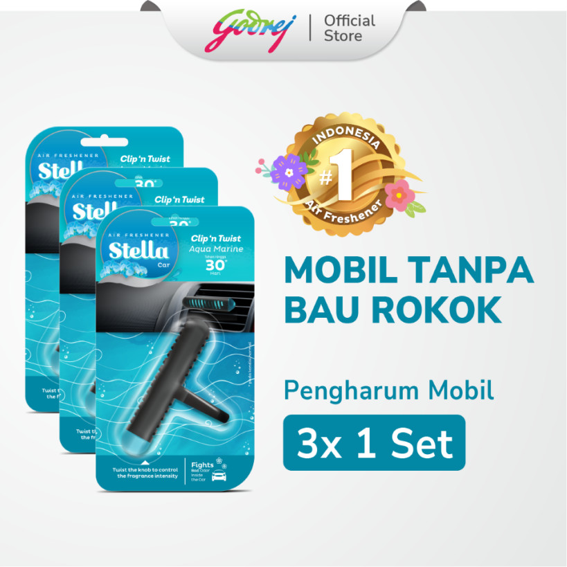 Stella Clip N Twist Aqua Marine - Pengharum Mobil x 3